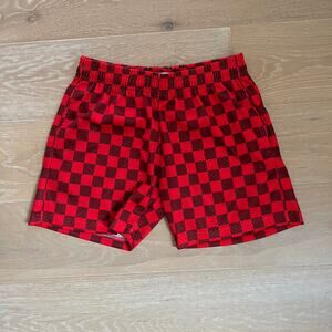 AZVA Men's Mesh Jersey Short Shorts Checkered Red Medium